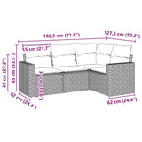 4 Piece Garden Sofa Set with Cushions Black Poly Rattan - Side View