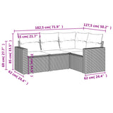 4 Piece Garden Sofa Set with Cushions Grey Poly Rattan - Side View
