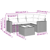 5 Piece Garden Sofa Set with Cushions Grey Poly Rattan - Side View