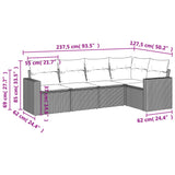 5 Piece Garden Sofa Set with Cushions Black Poly Rattan - Side View