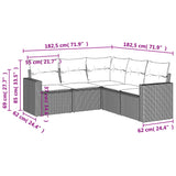 5 Piece Garden Sofa Set with Cushions Black Poly Rattan - Side View