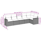 6 Piece Garden Sofa Set with Cushions Black Poly Rattan - Side View