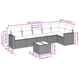 7 Piece Garden Sofa Set with Cushions Black Poly Rattan - Side View