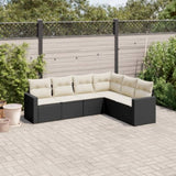 6 Piece Garden Sofa Set with Cushions Black Poly Rattan