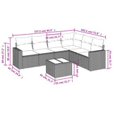 7 Piece Garden Sofa Set with Cushions Beige Poly Rattan - Side View