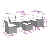 7 Piece Garden Sofa Set with Cushions Beige Poly Rattan - Side View