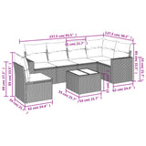 7 Piece Garden Sofa Set with Cushions Grey Poly Rattan - Side View