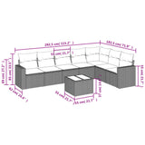 8 Piece Garden Sofa Set with Cushions Black Poly Rattan - Side View