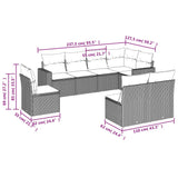 8 Piece Garden Sofa Set with Cushions Black Poly Rattan - Side View