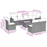 9 Piece Garden Sofa Set with Cushions Black Poly Rattan - Side View