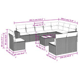 11 Piece Garden Sofa Set with Cushions Grey Poly Rattan - Side View
