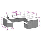 11 Piece Garden Sofa Set with Cushions Grey Poly Rattan - Side View