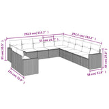 11 Piece Garden Sofa Set with Cushions Grey Poly Rattan