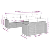 7 Piece Garden Sofa Set with Cushions Grey Poly Rattan - Side View