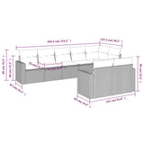 8 Piece Garden Sofa Set with Cushions Grey Poly Rattan - Side View