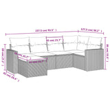 6 Piece Garden Sofa Set with Cushions Black Poly Rattan - Side View