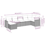 7 Piece Garden Sofa Set with Cushions Grey Poly Rattan - Side View