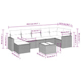 8 Piece Garden Sofa Set with Cushions Black Poly Rattan - Side View