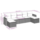 7 Piece Garden Sofa Set with Cushions Grey Poly Rattan - Side View