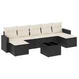 8 Piece Garden Sofa Set with Cushions Black Poly Rattan - Front View
