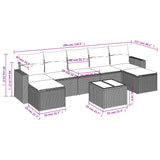 8 Piece Garden Sofa Set with Cushions Black Poly Rattan - Side View