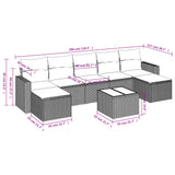 8 Piece Garden Sofa Set with Cushions Grey Poly Rattan - Side View