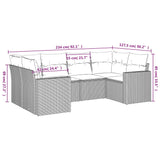 6 Piece Garden Sofa Set with Cushions Grey Poly Rattan - Side View