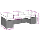 7 Piece Garden Sofa Set with Cushions Black Poly Rattan - Side View
