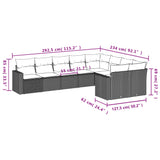 9 Piece Garden Sofa Set with Cushions Black Poly Rattan - Side View