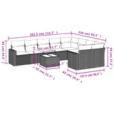 10 Piece Garden Sofa Set with Cushions Beige Poly Rattan - Side View