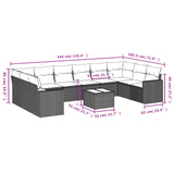 11 Piece Garden Sofa Set with Cushions Grey Poly Rattan - Side View