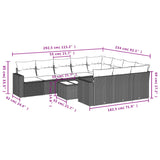 11 Piece Garden Sofa Set with Cushions Grey Poly Rattan - Side View