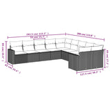 10 Piece Garden Sofa Set with Cushions Black Poly Rattan - Side View