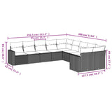 10 Piece Garden Sofa Set with Cushions Black Poly Rattan - Side View