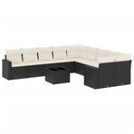 11 Piece Garden Sofa Set with Cushions Black Poly Rattan