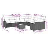 11 Piece Garden Sofa Set with Cushions Beige Poly Rattan - Side View