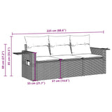 3 Piece Garden Sofa Set with Cushions Black Poly Rattan