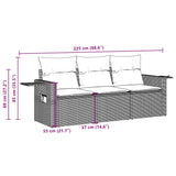 3 Piece Garden Sofa Set with Cushions Black Poly Rattan - Side View