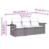 3 Piece Garden Sofa Set with Cushions Grey Poly Rattan - Side View