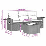 4 Piece Garden Sofa Set with Cushions Black Poly Rattan - Side View