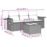4 Piece Garden Sofa Set with Cushions Beige Poly Rattan - Side View