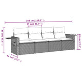 4 Piece Garden Sofa Set with Cushions Black Poly Rattan - Side View