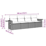 4 Piece Garden Sofa Set with Cushions Black Poly Rattan