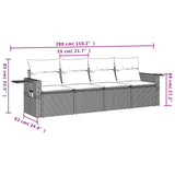 4 Piece Garden Sofa Set with Cushions Grey Poly Rattan