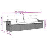 4 Piece Garden Sofa Set with Cushions Grey Poly Rattan - Side View
