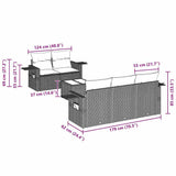 6 Piece Garden Sofa Set with Cushions Black Poly Rattan - Side View