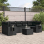 8 Piece Garden Sofa Set with Cushions Black Poly Rattan