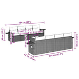 9 Piece Garden Sofa Set with Cushions Black Poly Rattan