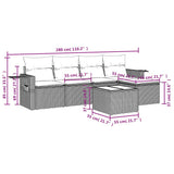 6 Piece Garden Sofa Set with Cushions Black Poly Rattan