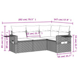 4 Piece Garden Sofa Set with Cushions Grey Poly Rattan - Side View
